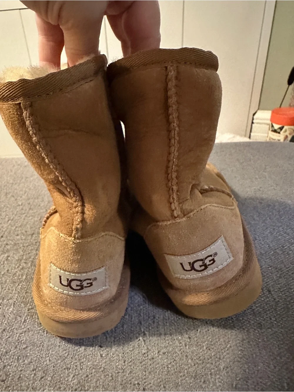 Ugg Chestnut Suede Short Winter Boots with Shearling Lining